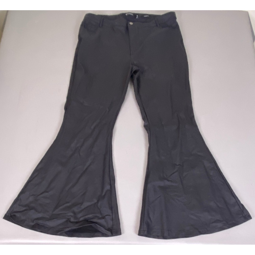Lucky & Blessed Faux Leather Pants Women's Plus‎ Size 18 Black Flare Bell Bottom